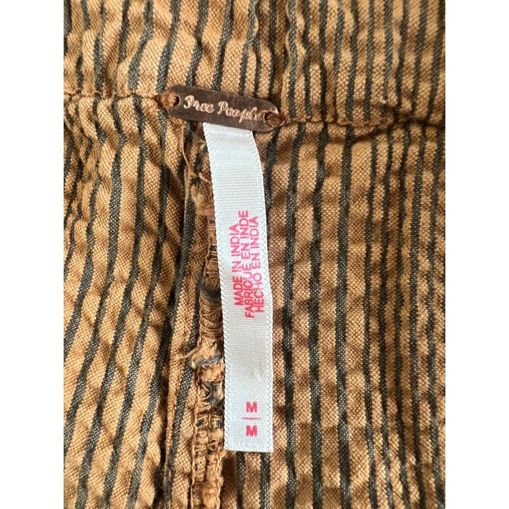 Free People Womens Star Of Wonder Striped Brown Wide-Leg Pants Medium - Picture 6 of 16